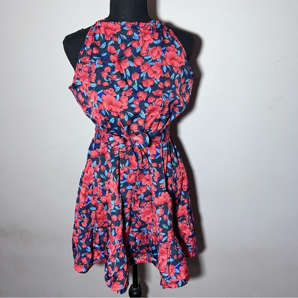IFFEI Halter Dress Belted Floral Tied Mini Dress Women’s Size Small